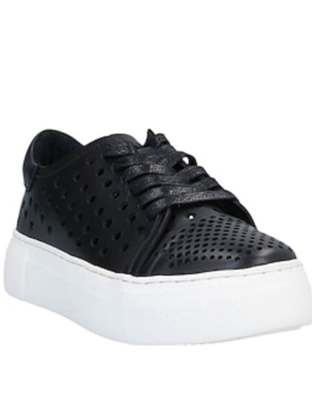 Black Perforated Leather Platform Sneaker Shoes Size 8.5 NWT